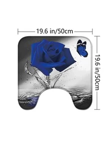 1 件涤纶玫瑰图案防水隔热家用浴室浴帘或 1.3 厘米厚防滑浴室垫家居浴室装饰浴室地毯地毯户外地毯门垫夏季 - 藍色 - 查看 9