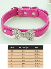 1pc Rhinestone Decor Random Pet Collar - Hot Pink - View 4