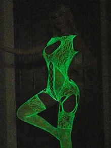 Vớ mùa hè phát sáng, vớ lưới gợi cảm, thiết kế cá nhân, khoét rỗng, đồ lót dành cho hộp đêm, thoáng khí. - trắng - Xem 4