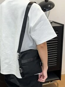 Mini Unisex Zipper Closure Crossbody Bag Sling Bag For Back To School College Bag University Essentials - Black - View 3