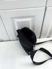 Mini Unisex Zipper Closure Crossbody Bag Sling Bag For Back To School College Bag University Essentials - Black - View 5