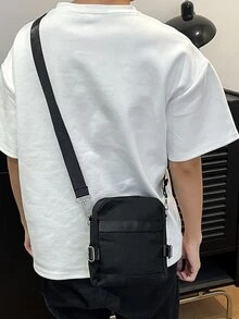 Mini Unisex Zipper Closure Crossbody Bag Sling Bag For Back To School College Bag University Essentials - Black - View 1