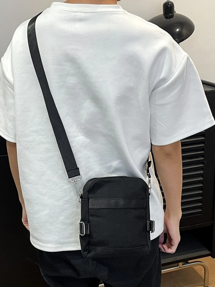 Mini Unisex Zipper Closure Crossbody Bag Sling Bag For Back To School College Bag University Essentials - Black - View 1