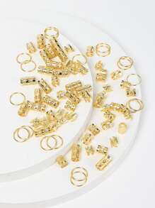 80入組頭髮編織環套裝,頭髮裝飾用品配件適合女士和女孩,可調節 - 金色 - 查看 2