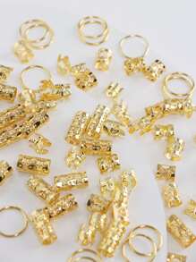 80入組頭髮編織環套裝,頭髮裝飾用品配件適合女士和女孩,可調節 - 金色 - 查看 5