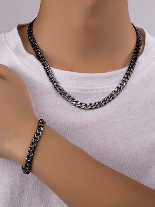 1 set Épais Collier À Chaîne Et Bracelet