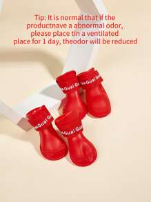 4pcs Letter Graphic Pet Rain Boots