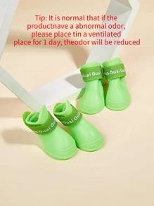 4pcs Letter Graphic Pet Rain Boots - Green - View 6
