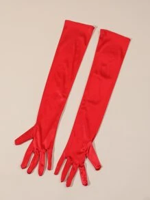 新娘纯色手套，适合晚宴和舞会。情人节配饰 - 紅色 - 查看 3