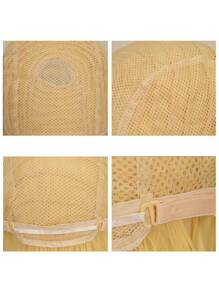 Parrucca da pesca Parrucca da principessa dorata con frangia Parrucca lunga da cosplay con corona di pesca Parrucca lunga per feste in costume di Halloween Anime