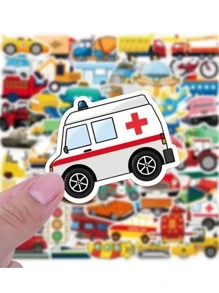 50入組交通工具主題兒童車教育性貼紙 - 杏色 - 查看 4