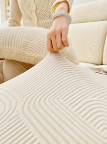 1入組花卉圖案長毛絨彈性沙發座墊套,簡單現代風格防滑沙發地墊,客廳沙發保護裝置適合L形沙發和沙發帶1-4 - 米白 - 查看 6