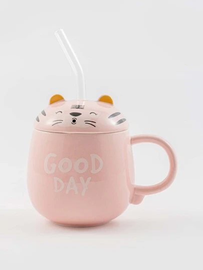 1套粉色老虎卡通吸管杯返校