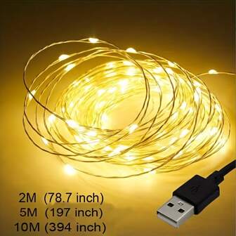 Usb Silver Wire Warm White Led Lights