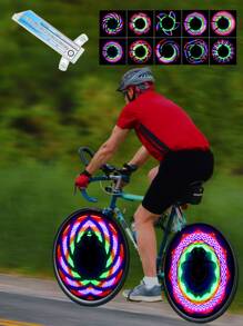 1入組自行車車輪燈,LED防水輪胎燈帶32和30圖案,合適的適用於山自行車/電動自行車 - 彩色 - 查看 1