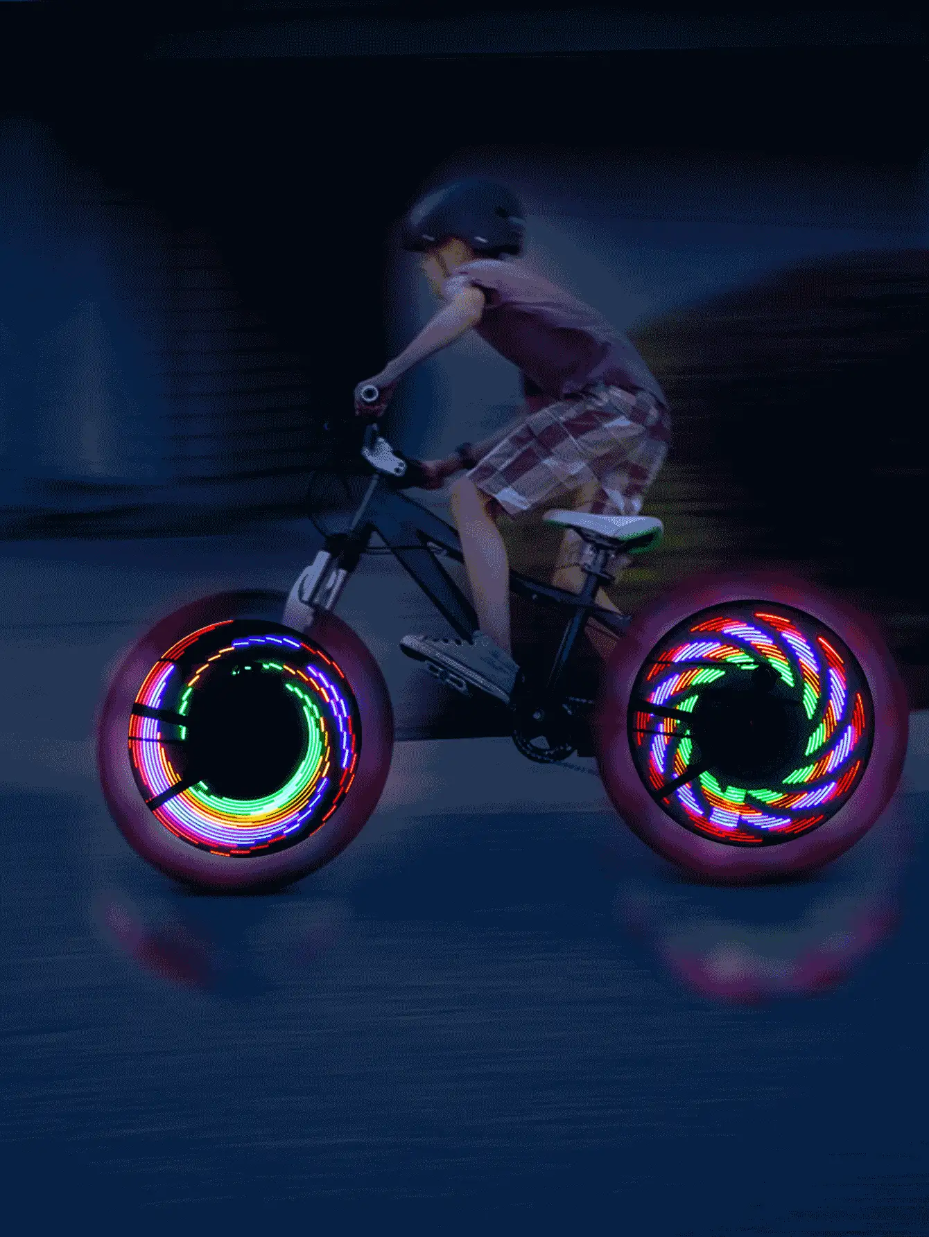 1入組自行車車輪燈,LED防水輪胎燈帶32和30圖案,合適的適用於山自行車/電動自行車 - 彩色 - 查看 2