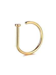 1入組時尚不銹鋼非穿刺鼻夾適合女士 - 金黃色 - 查看 1