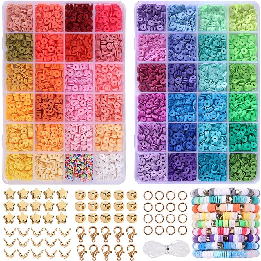 5000 Piezas 48 Colores Diy Suave Arcilla De Rebanadas De Cerámica Conjunto, Perlas Falsas Para Hacer Joyas, Conjunto De Producción De Pulseras Y Collares