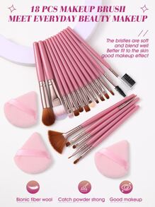 18支化妆刷套装+3个化妆粉扑套装，柔软三角矿物粉扑，适用于面部化妆，化妆刷套装，化妆刷组合，化妆刷套装，全套化妆工具，化妆刷套装，全套化妆工具，化妆刷套装，化妆刷套装，化妆礼盒套装 - 彩色 - 查看 3