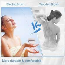 IIFONII Body Scrubber Shower Brush with Long Handle Electric Bath Brush Back - Blue - View 5