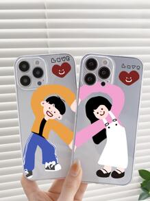 2pcs Couple Cartoon Figure Graphic Clear Phone Case - Multicolor - View 2