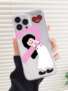 2pcs Couple Cartoon Figure Graphic Clear Phone Case - Multicolor - View 4
