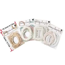 10Pcs Openwork Embossed Vintage Frame Collage Card Diy Material Paper Retro Arts Handbook Decorative Label Junk Journal Planner, School Supplies, Back To School - Multicolor - View 7