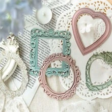 10Pcs Openwork Embossed Vintage Frame Collage Card Diy Material Paper Retro Arts Handbook Decorative Label Junk Journal Planner, School Supplies, Back To School - Multicolor - View 1