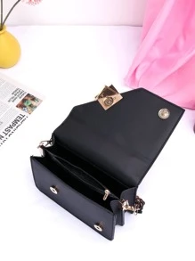 حقيبة مربعة ميني فلز و ديكور سلسلة الموضة رفرف مقبض عالي