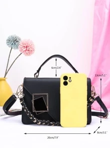 حقيبة مربعة ميني فلز و ديكور سلسلة الموضة رفرف مقبض عالي