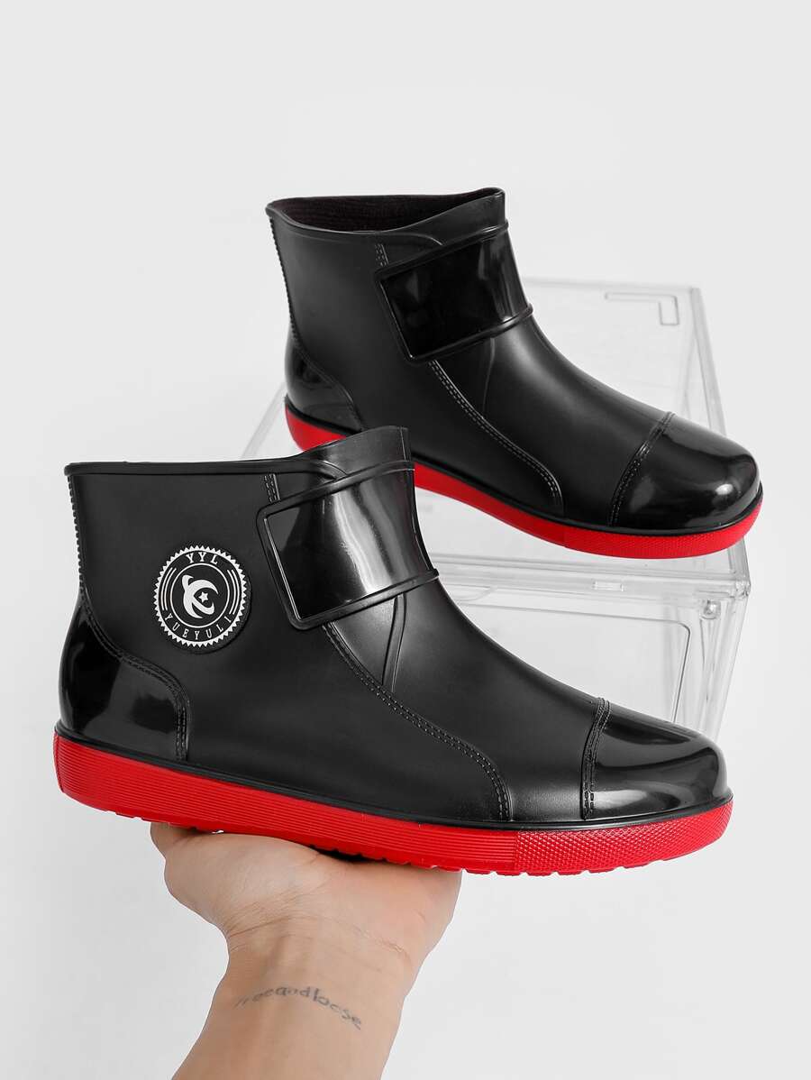 男士時尚雨鞋適用於戶外運動,垂釣,和合適的適用於四,帶高跟鞋和大尺寸可用 - 紅色 - 查看 1