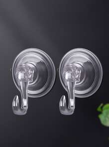 2入組透明pc塑料的無痕浴室吸盤掛鉤,無需打孔,承重能力強,適用於浴室、廚房的毛巾和配件收納 - 無色 - 查看 1