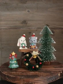 1pc Christmas Mini Wreath House Decoration For Cake Micro Landscape - Multicolor - View 8
