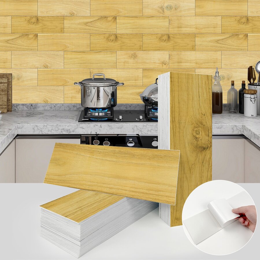 9 pezzi/set superficie glassato staccabile Adesivi da muro , spesso antiscivolo impermeabile autoadesivo carta per cucina e bagno Decorazioni