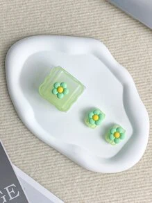 5入組花朵裝飾數據線保護頭和充電頭套套裝帶蘋果充電器 - 彩色 - 查看 3