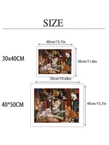 DIY Tranh kim cương Mèo Và Sách - Nhiều màu - Xem 3