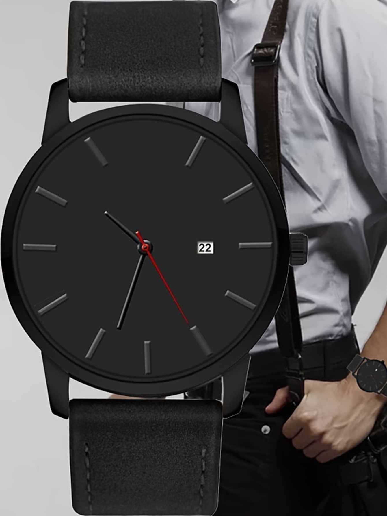 男士石英手錶黑色 - 黑色 - 查看 1
