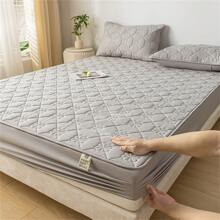 1片棉被狀防水全套式床墊墊套,附有夾子,現代純色簡約風格 - 淺灰色 - 查看 3