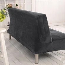 Velvet Futon Slipcovers Stretch Folding Sofa Bed Cover with Elastic Bottom - Màu xám đen - Xem 5
