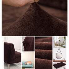 Velvet Futon Slipcovers Stretch Folding Sofa Bed Cover with Elastic Bottom - 咖啡棕 - 查看 6