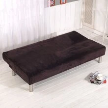 Velvet Futon Slipcovers Stretch Folding Sofa Bed Cover with Elastic Bottom - 咖啡棕 - 查看 5