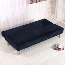 Velvet Futon Slipcovers Stretch Folding Sofa Bed Cover with Elastic Bottom - Navy Blue - View 4