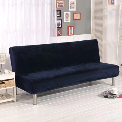 Velvet Futon Slipcovers Stretch Folding Sofa Bed Cover with Elastic Bottom