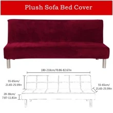 Velvet Futon Slipcovers Stretch Folding Sofa Bed Cover with Elastic Bottom - 酒紅色 - 查看 6