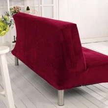 Velvet Futon Slipcovers Stretch Folding Sofa Bed Cover with Elastic Bottom - 酒紅色 - 查看 3