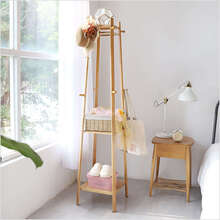 Sturdy Floor Wood Clothes Boxes Hat Coat Rack Corner Tree Bedroom Home - Brown - View 2