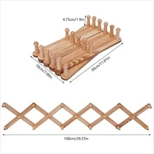 Accordian Wall-Mounted Hanger 17 Hooks Wooden Wall Coat Rack Expandable Hat Rack - Brown - View 6