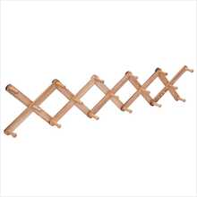 Accordian Wall-Mounted Hanger 17 Hooks Wooden Wall Coat Rack Expandable Hat Rack - Brown - View 7
