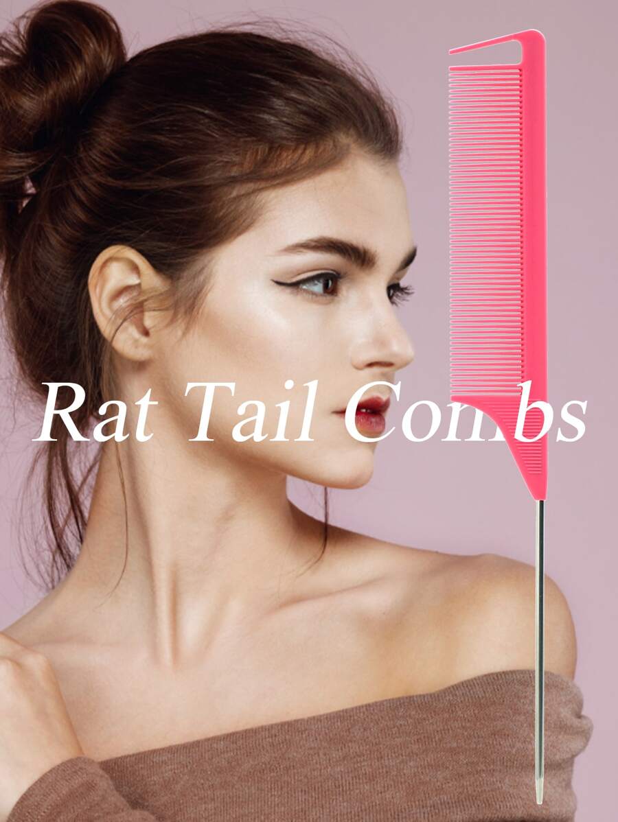 5 Pcs Rat Tail Combs,AntiStatic Carbon Fiber Steel Needle Material Long ThinTailed Design Comb