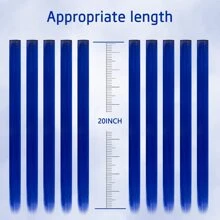 10 件/套彩色夹式接发，女士合成活力接发，适合音乐节、万圣节派对 - 藍色 - 查看 6